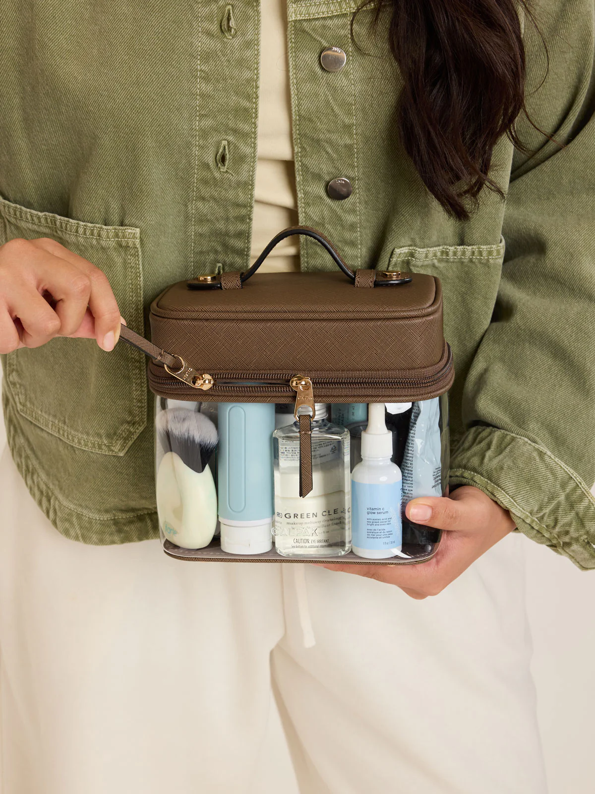 Clear Train Case with Top Compartment - Image 48